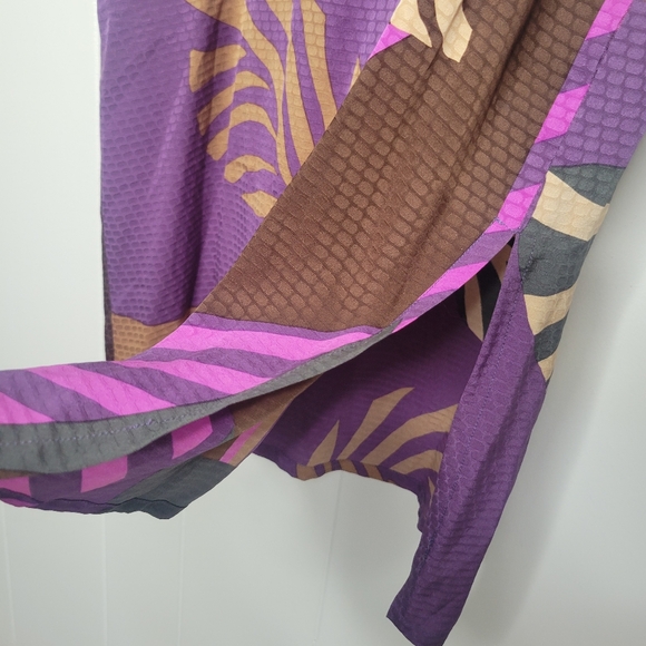 Nora Noh × Saks Fifth Avenue Palm Leaf 100% Silk Midi Dress Vintage Resortwear 8 - Picture 6 of 12